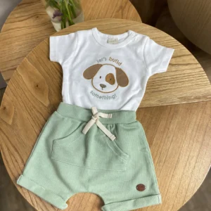 Kit Body e Shorts Cachorro Verde Mini & Co - P
